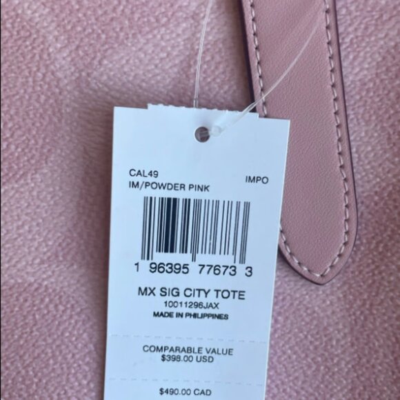 Coach City Tote Bag In Signature Canvas CAL49, powder pink - Picture 5 of 6